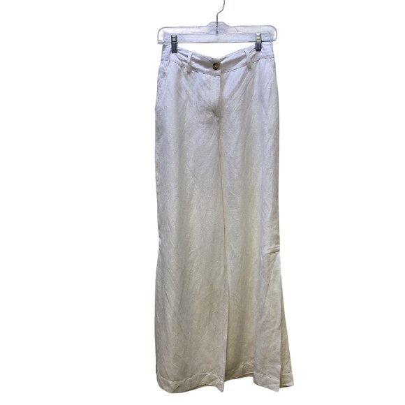 Boston Proper Pants - Boston Proper White Wide-Leg Linen Blend Pants Size 6